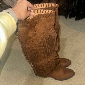 Not Rated Fringe Suede Brown Boots